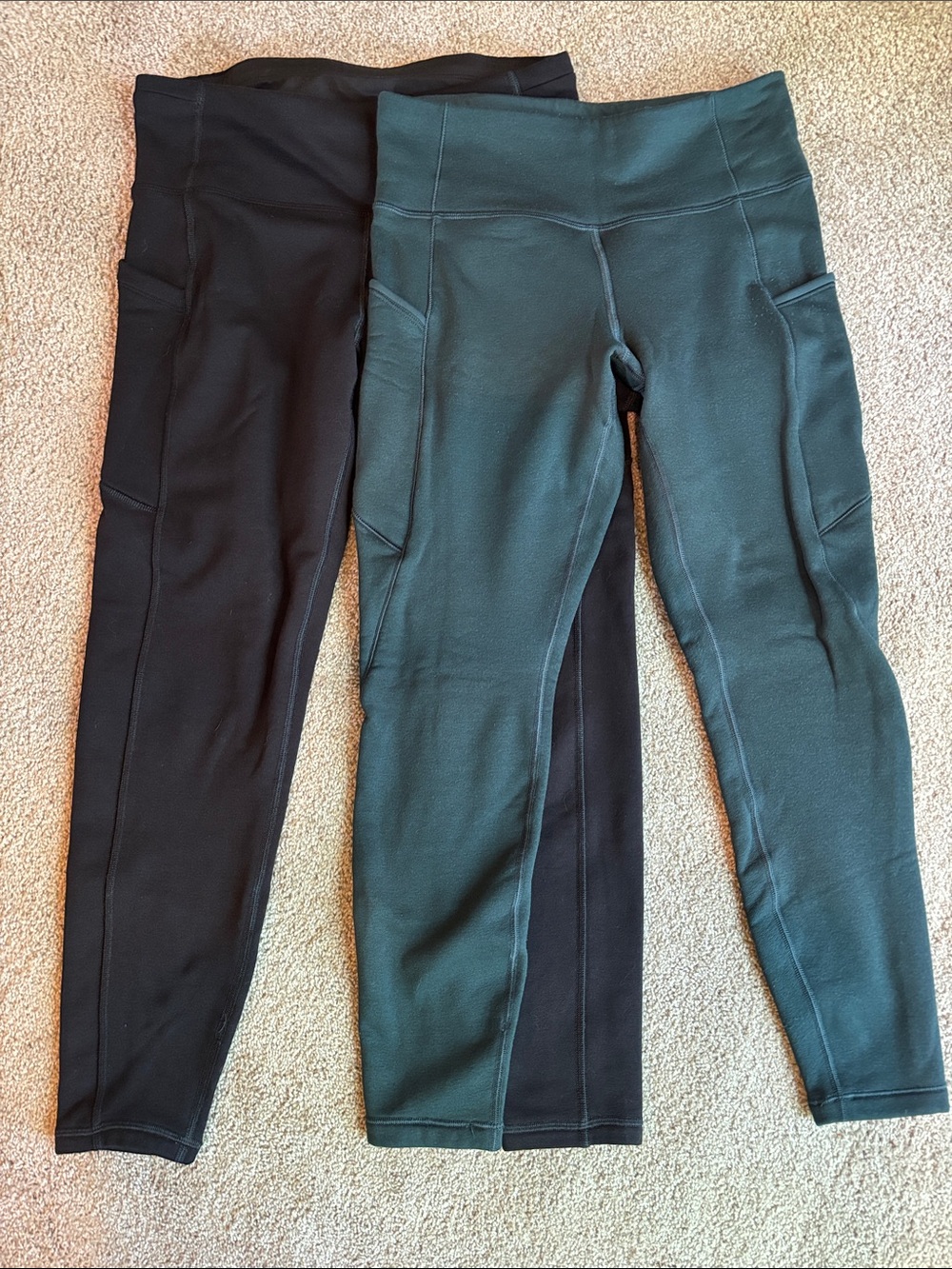 Athleta Women’s Fleece Lined Leggings Duo - Black & Dark Green
